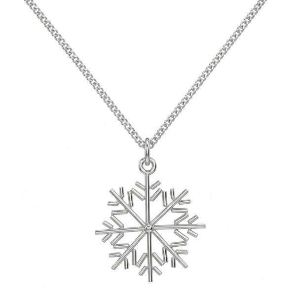 Silver snowflake necklace with chain