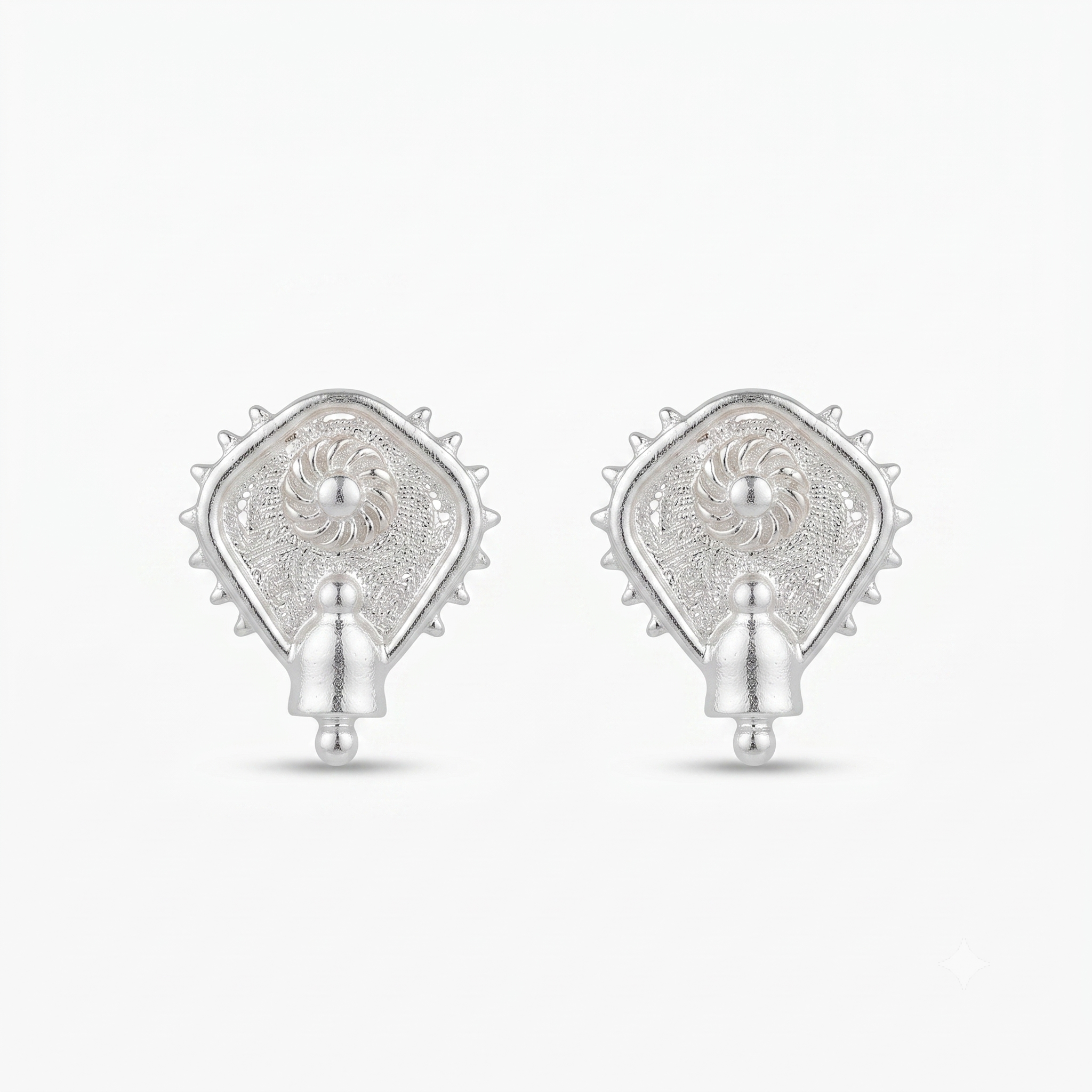 Silver Saaj Motif Earring: बदाम (Badam)