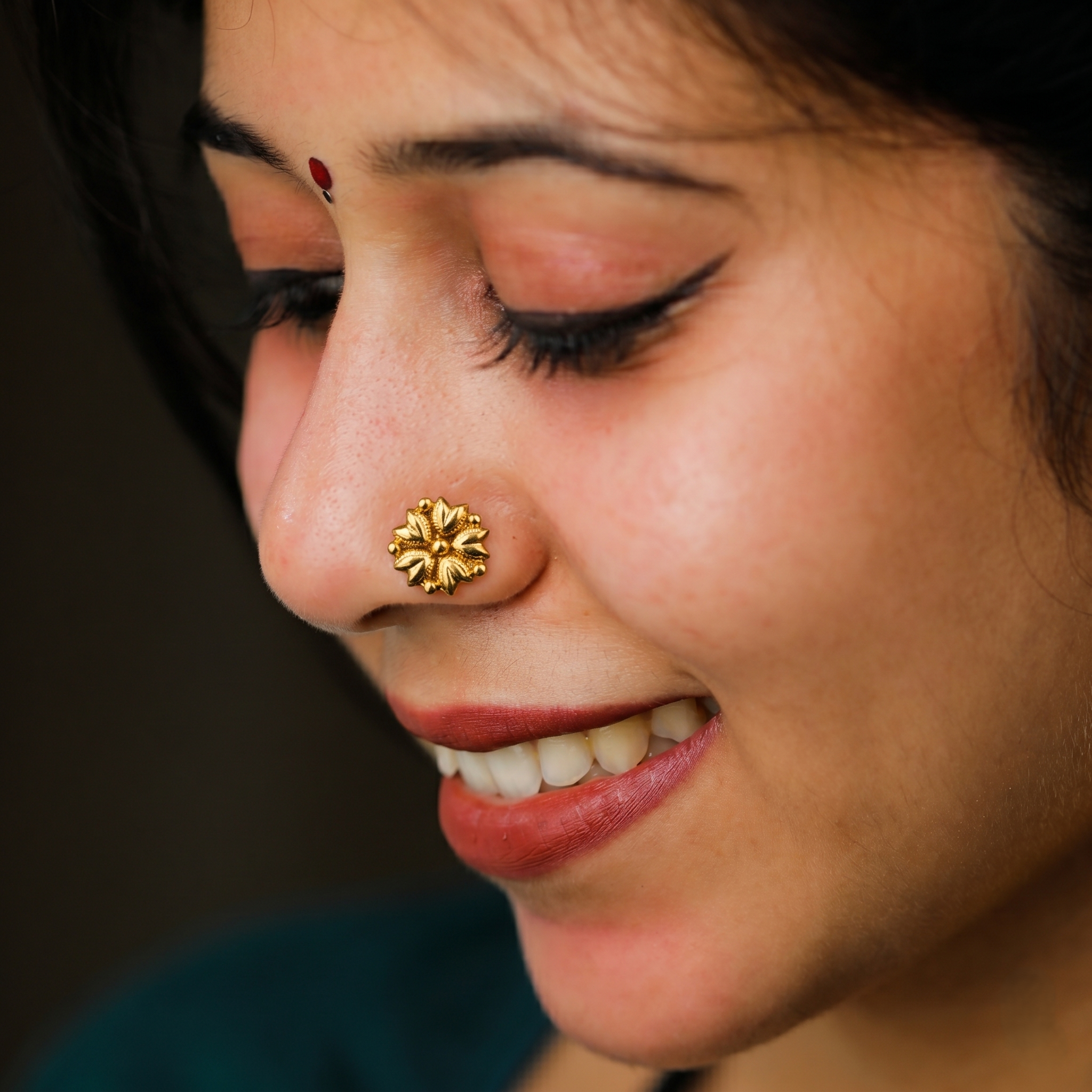 Mogra Nose pin- Pierced | 92.5 Silver | 22K Gold Plated