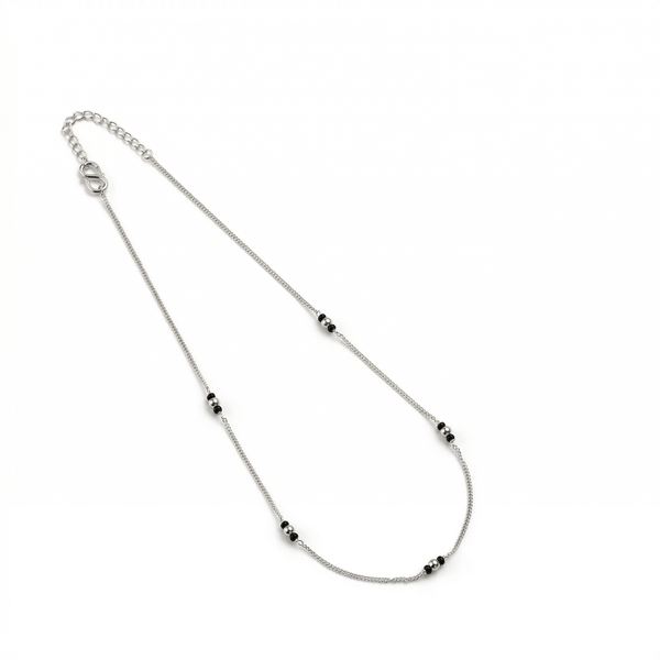 Silver Mangalsutra with black beads and pearls