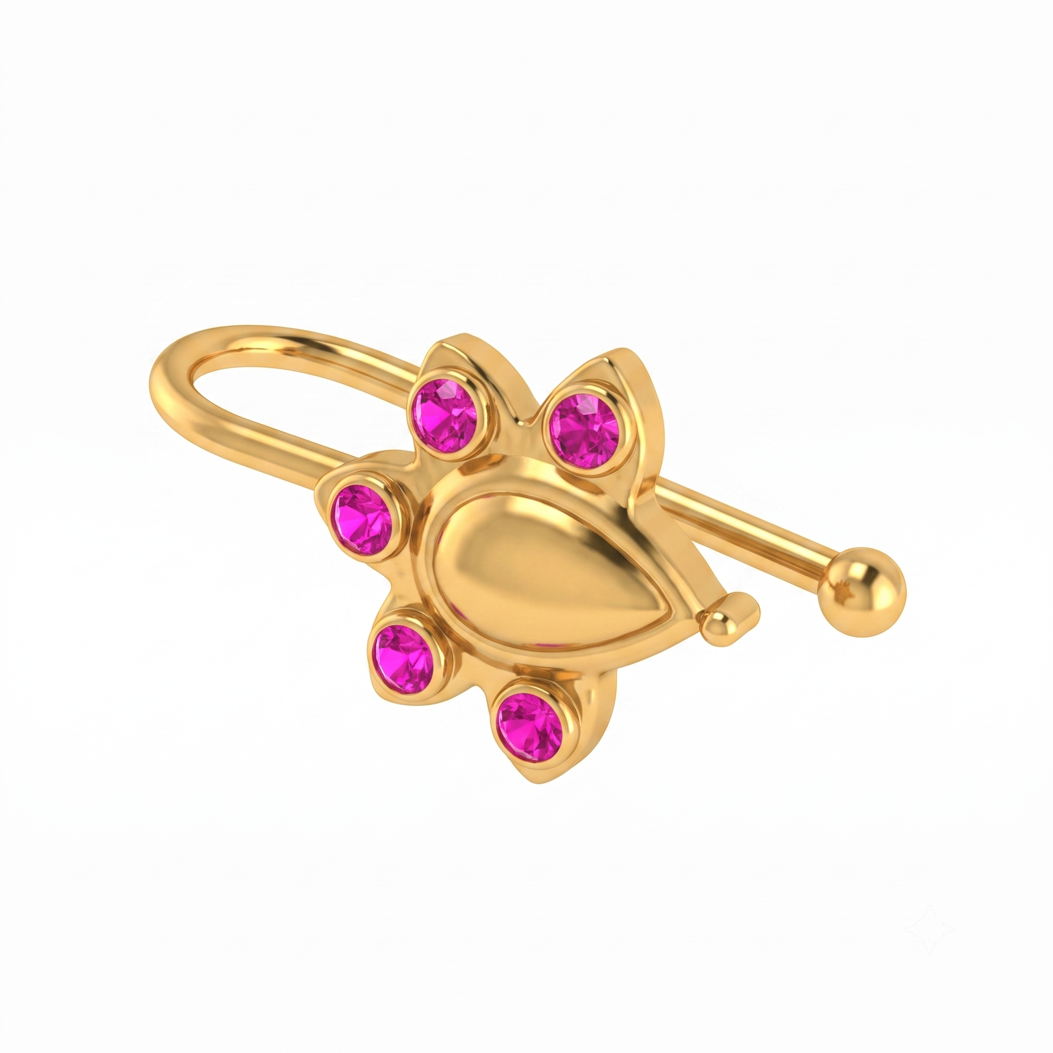 Silver Nakshatra Nose pin (Clip on, Gold Plated)