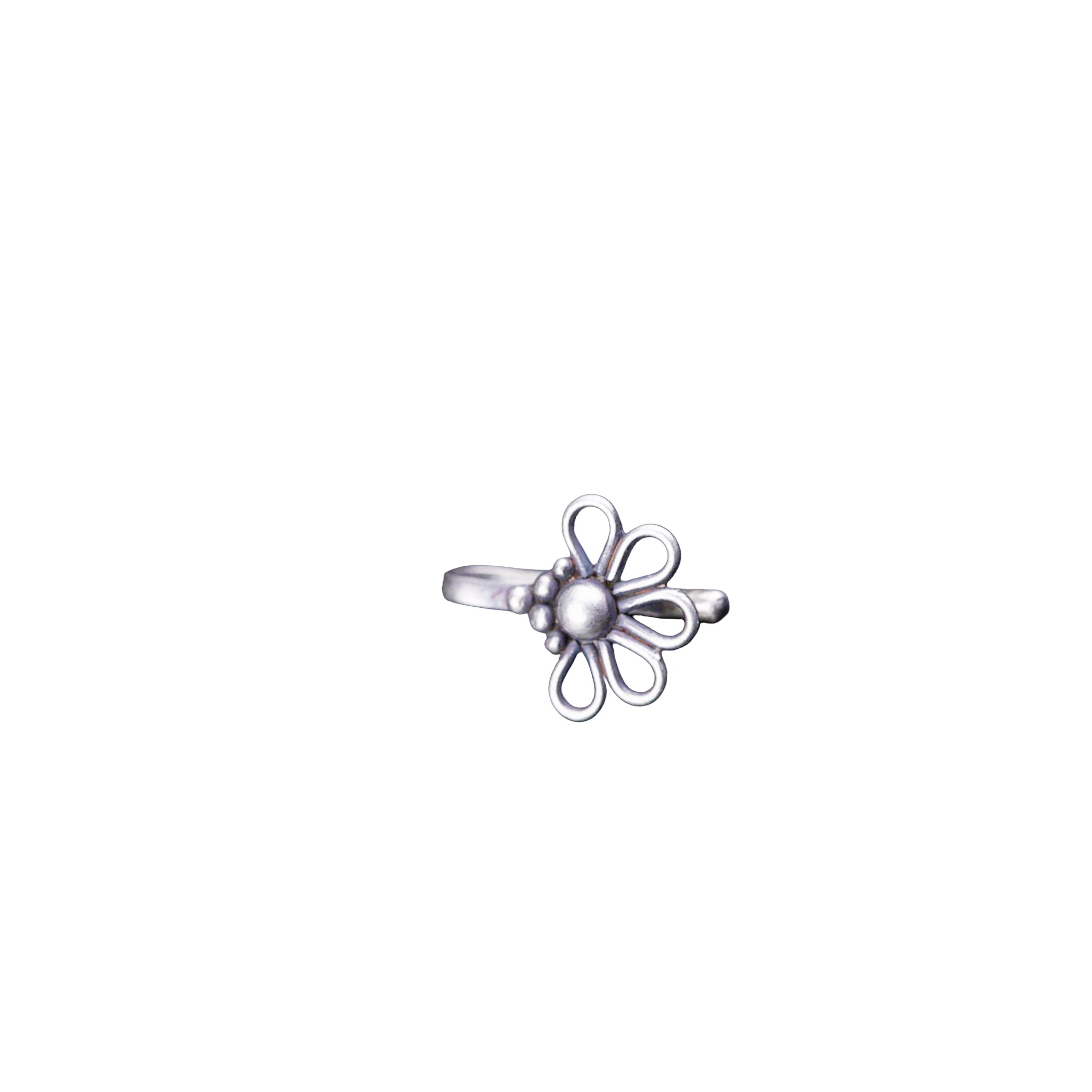 Handmade Silver Flower Nose pin (Clip on)