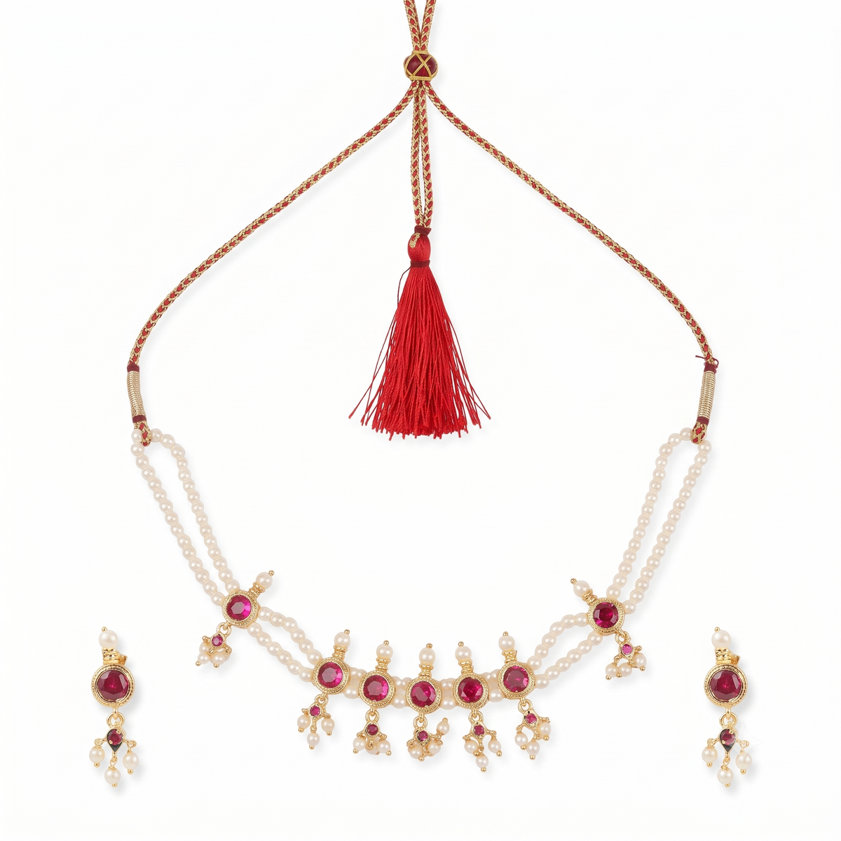 22K Gold Plated Fashion Pearl Choker Set