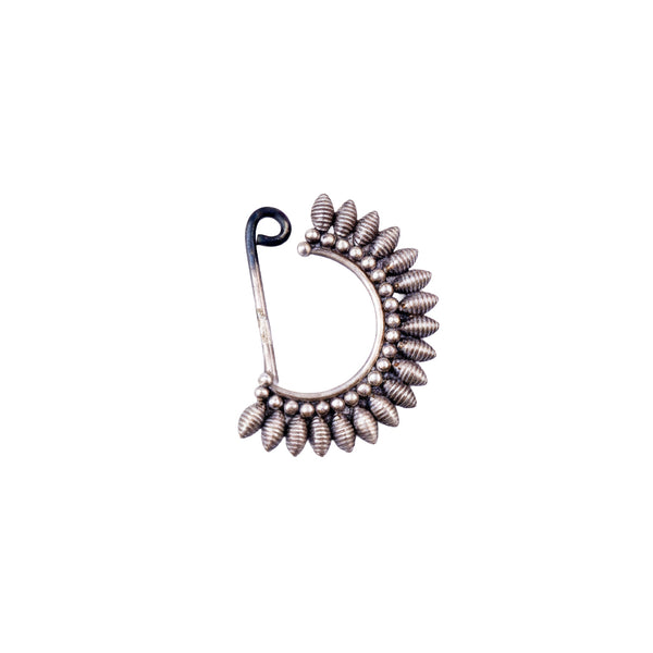 Filigree petal nath left clip on in 92.5 sterling silver