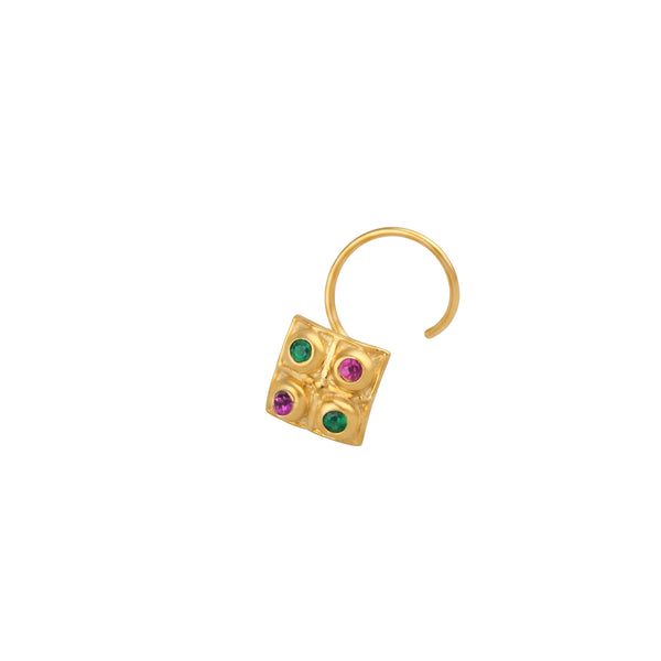 Silver Nakshatra Nose pin (Pierced, Gold Plated)