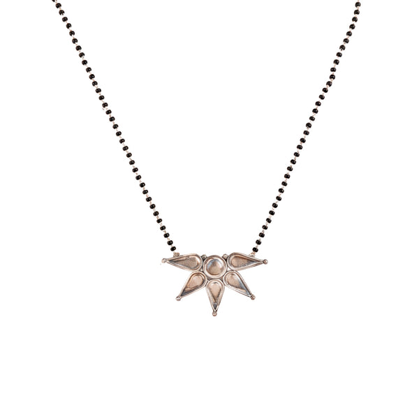 Silver Half Flower Mangalsutra