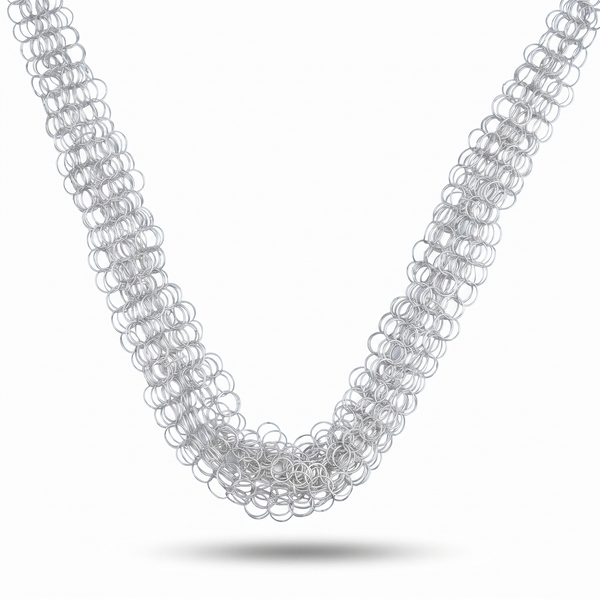 Silver Multilayered Round Link Necklace