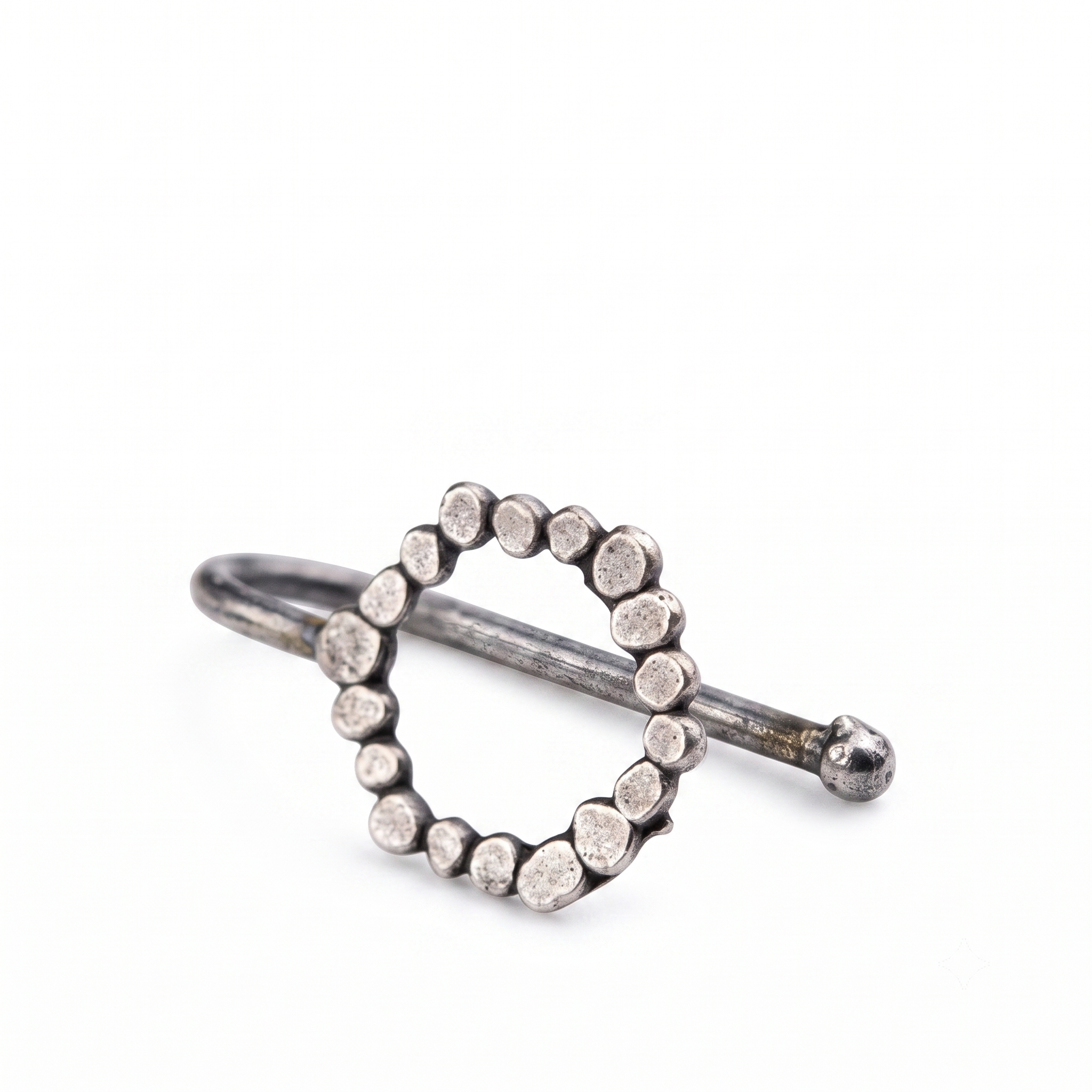 Hammered Silver Hexagon Shaped Nosepin (Clip on)
