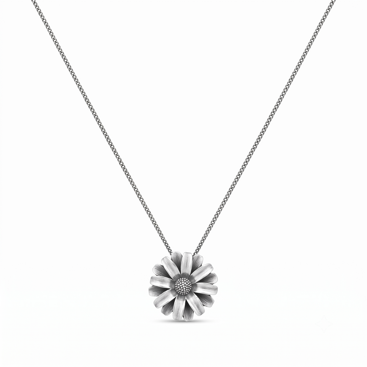 Surajmukhi Phool Silver Pendant - House of Aadyaa