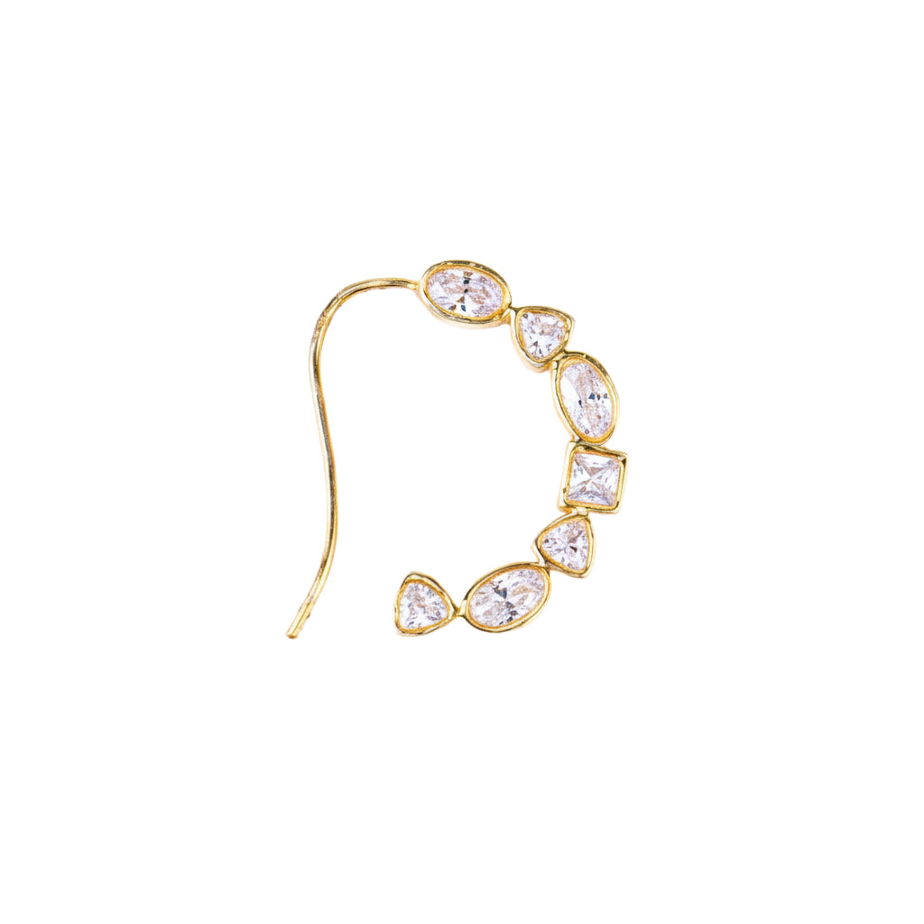 Silver small nath stones left pierced 22K gold plated in 92.5 sterling silver