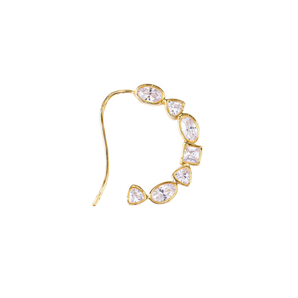 Silver small nath stones left pierced 22K gold plated in 92.5 sterling silver