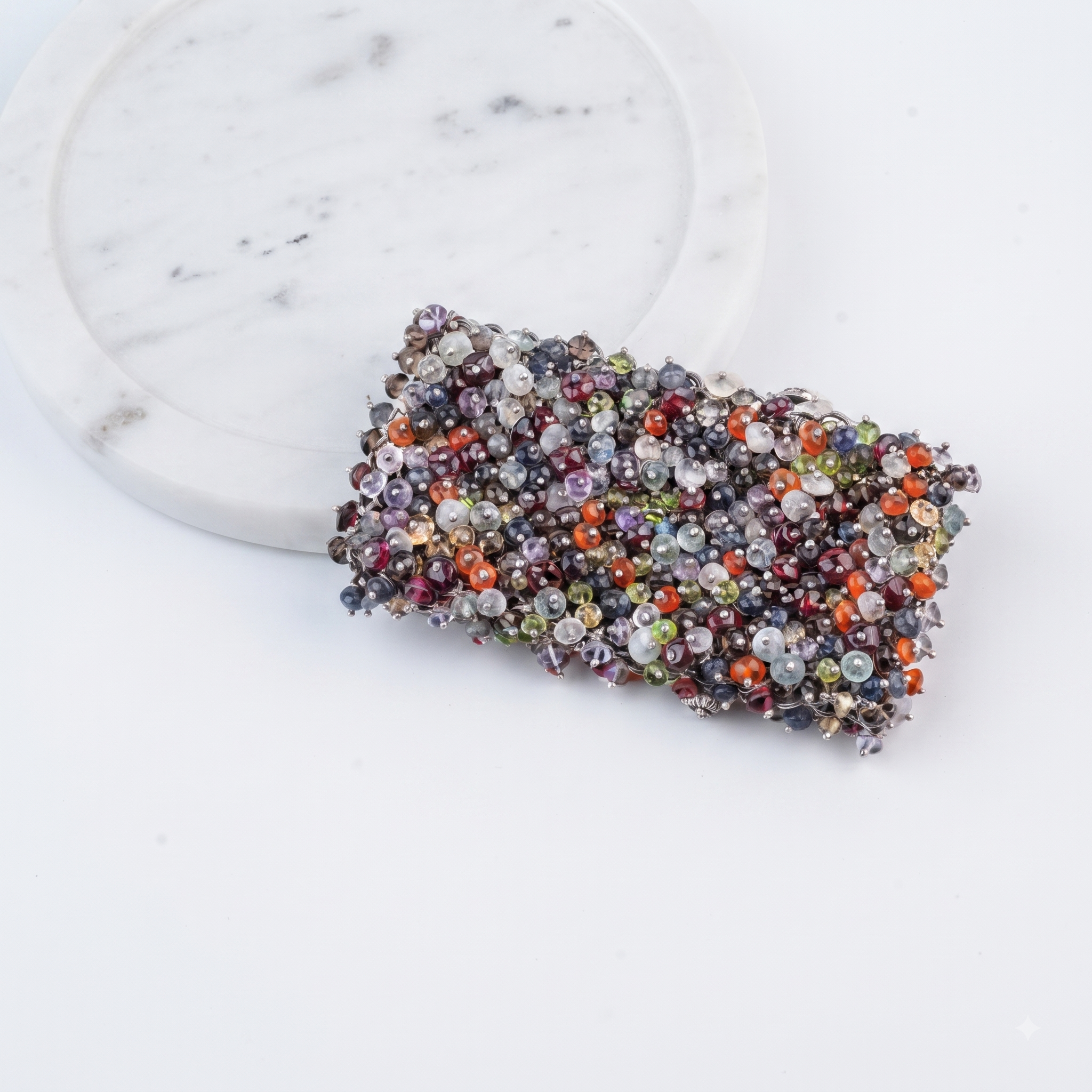 Silver Statement Bracelet with Multicolour Stones