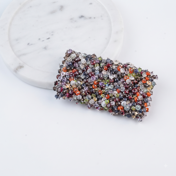 Silver Statement Bracelet with Multicolour Stones