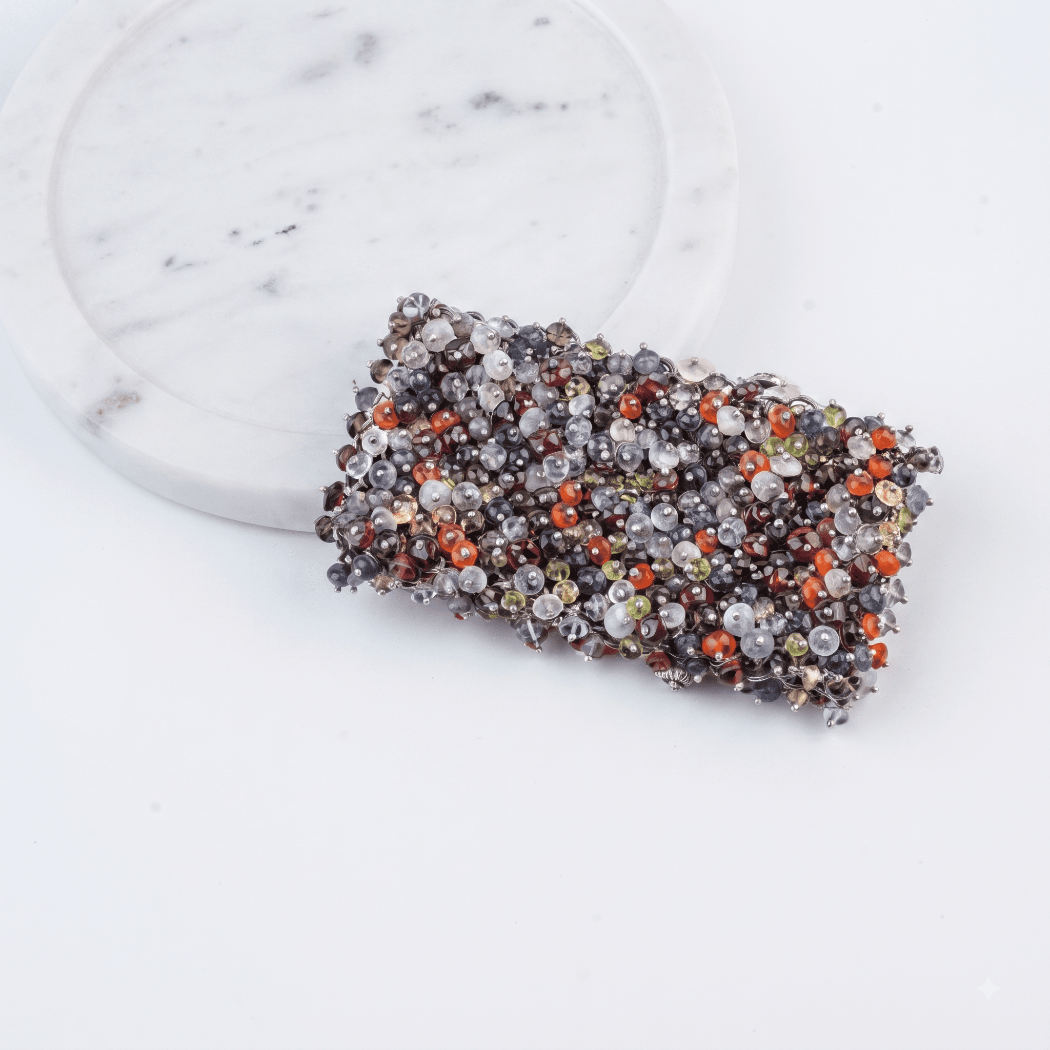Silver Statement Bracelet with Multicolour Stones