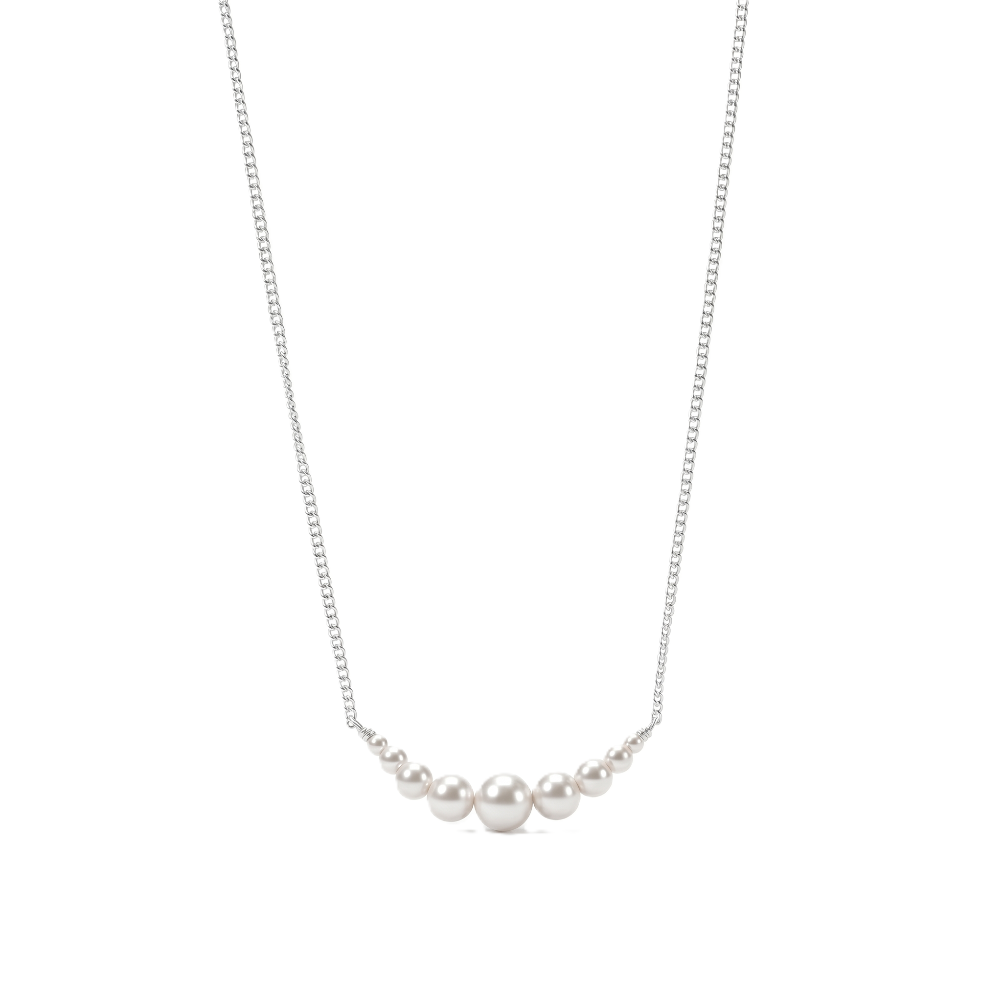 Dainty Pearls Silver Necklace