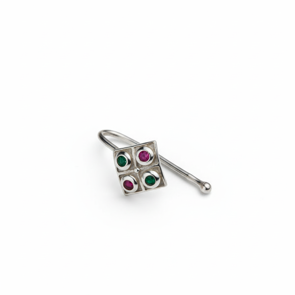 Silver Nakshatra Nose pin (Clip on)