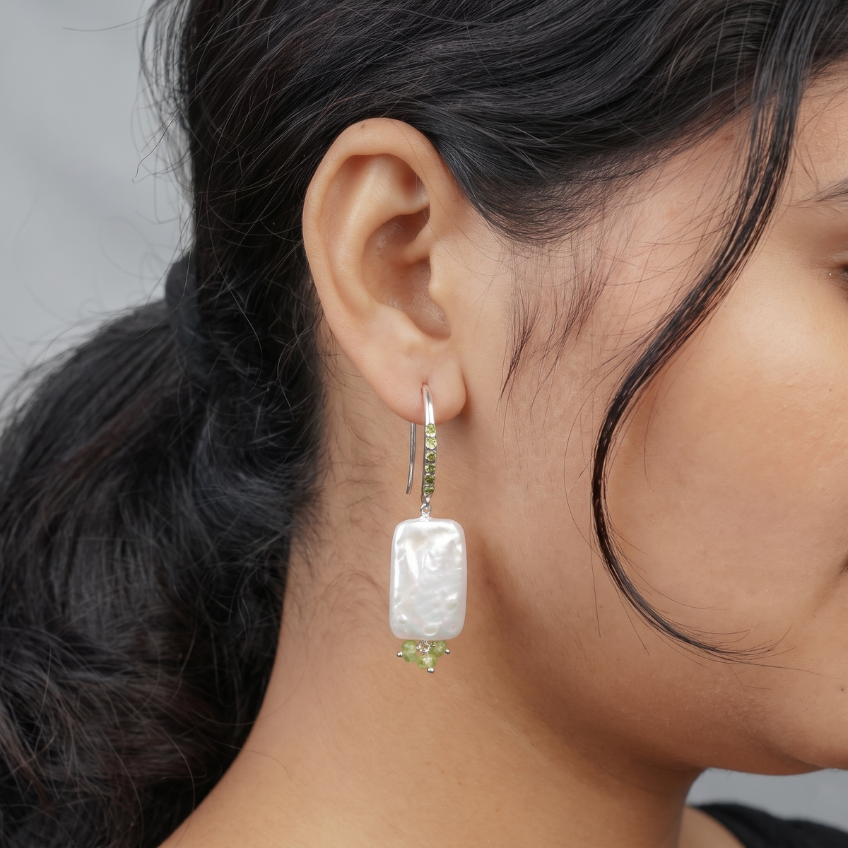 Rectangular Pearl & Peridot Earrings (Project Handmade)