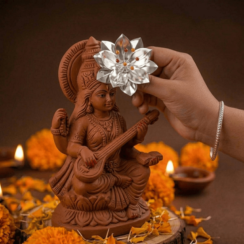 Silver Lotus Small Pooja Ornament