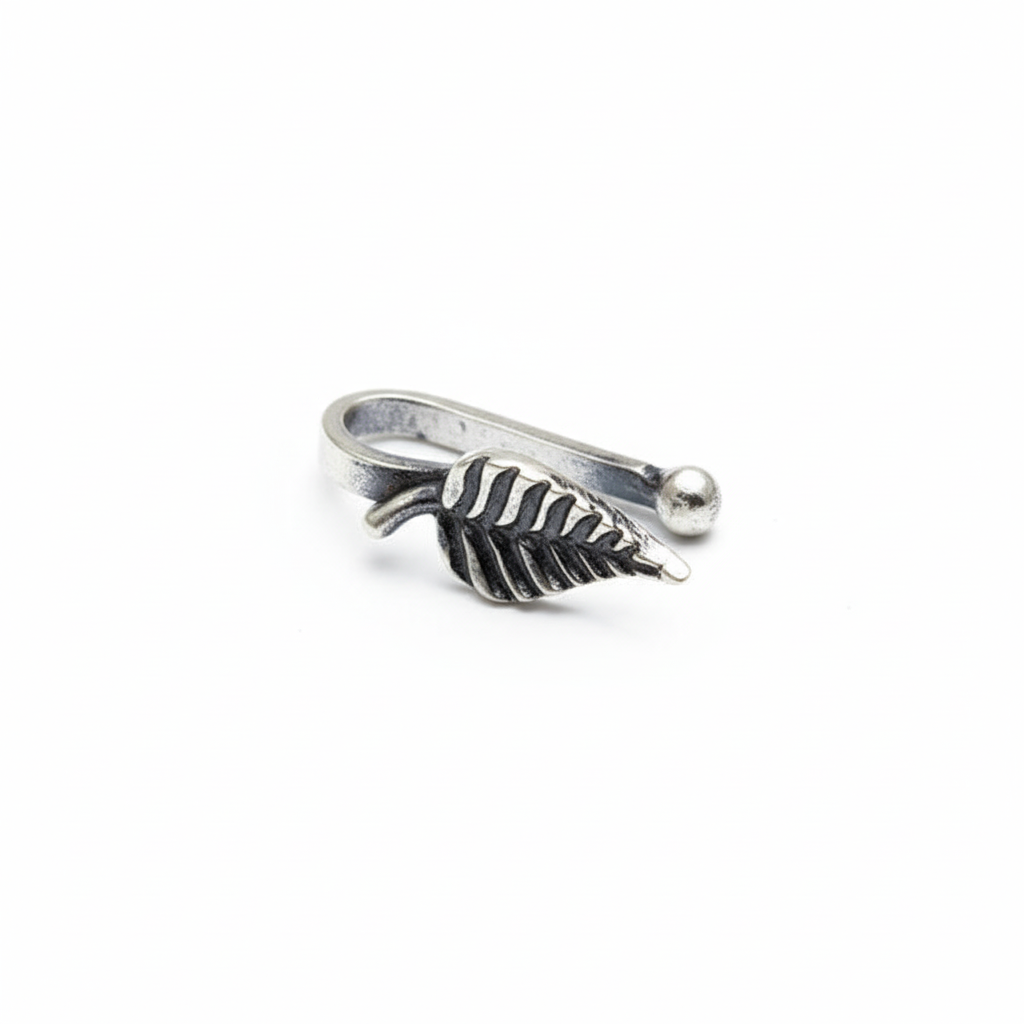 Silver Nose pin - Peepal (Clip On)
