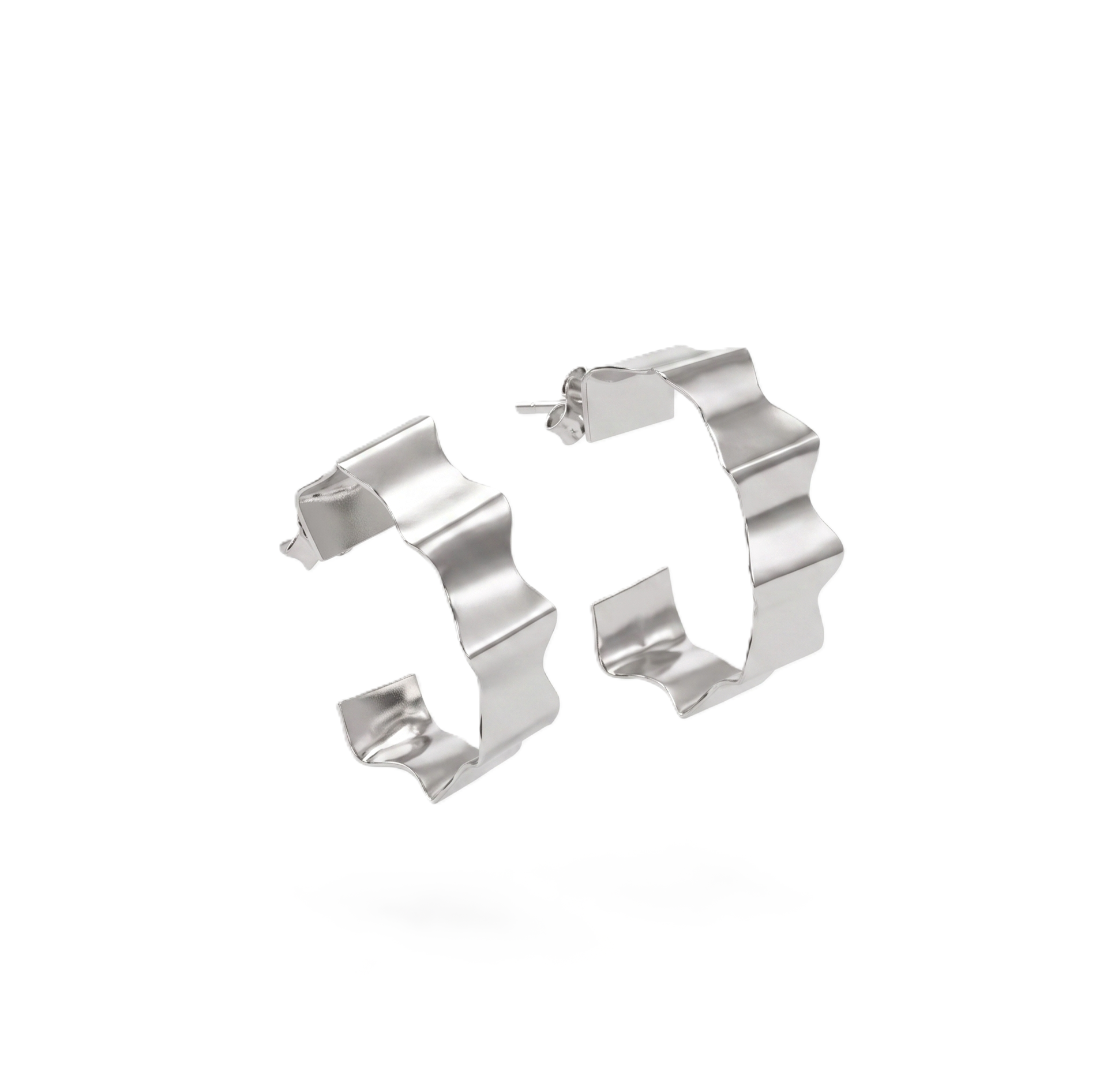 Rebecca - Fold Earrings ( Shiny Silver Finish )