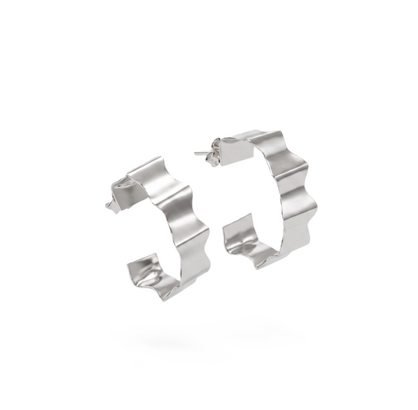 Rebecca - Fold Earrings ( Shiny Silver Finish )