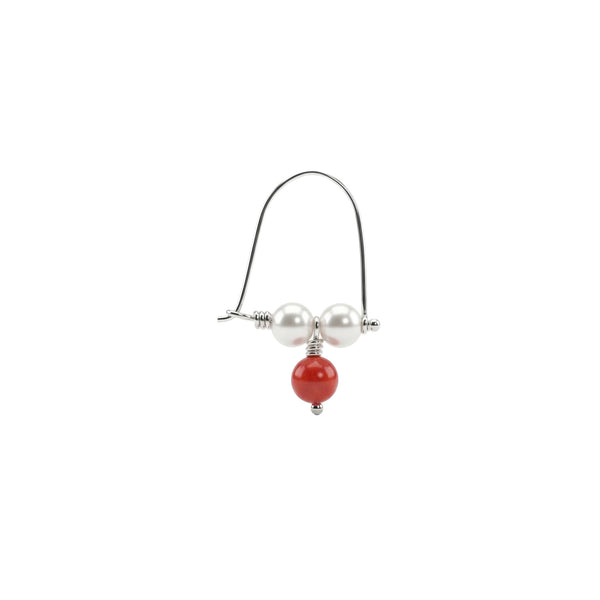 Silver Bhikbali with Round Coral (Pierced)