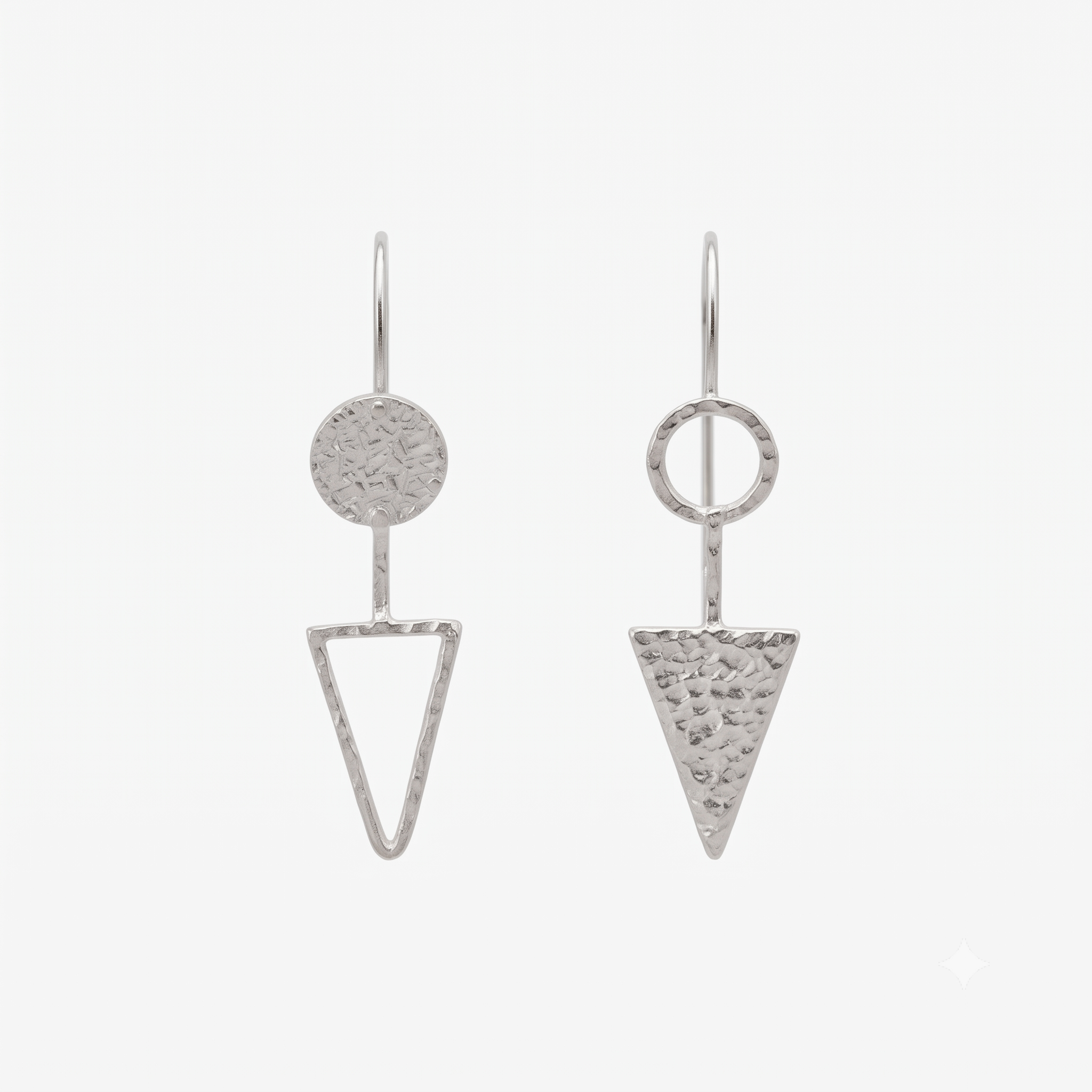 Geometric Hammered Earrings: Hook Style