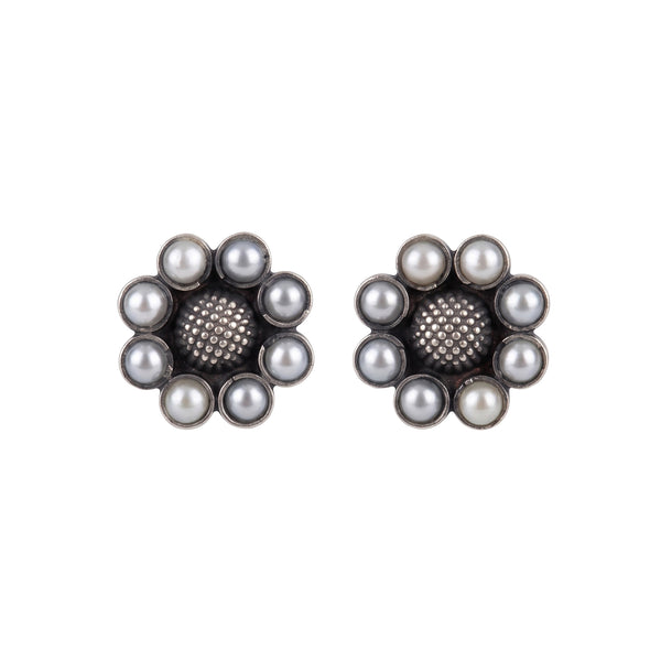 Pearl Flower Studs | 92.5 Silver