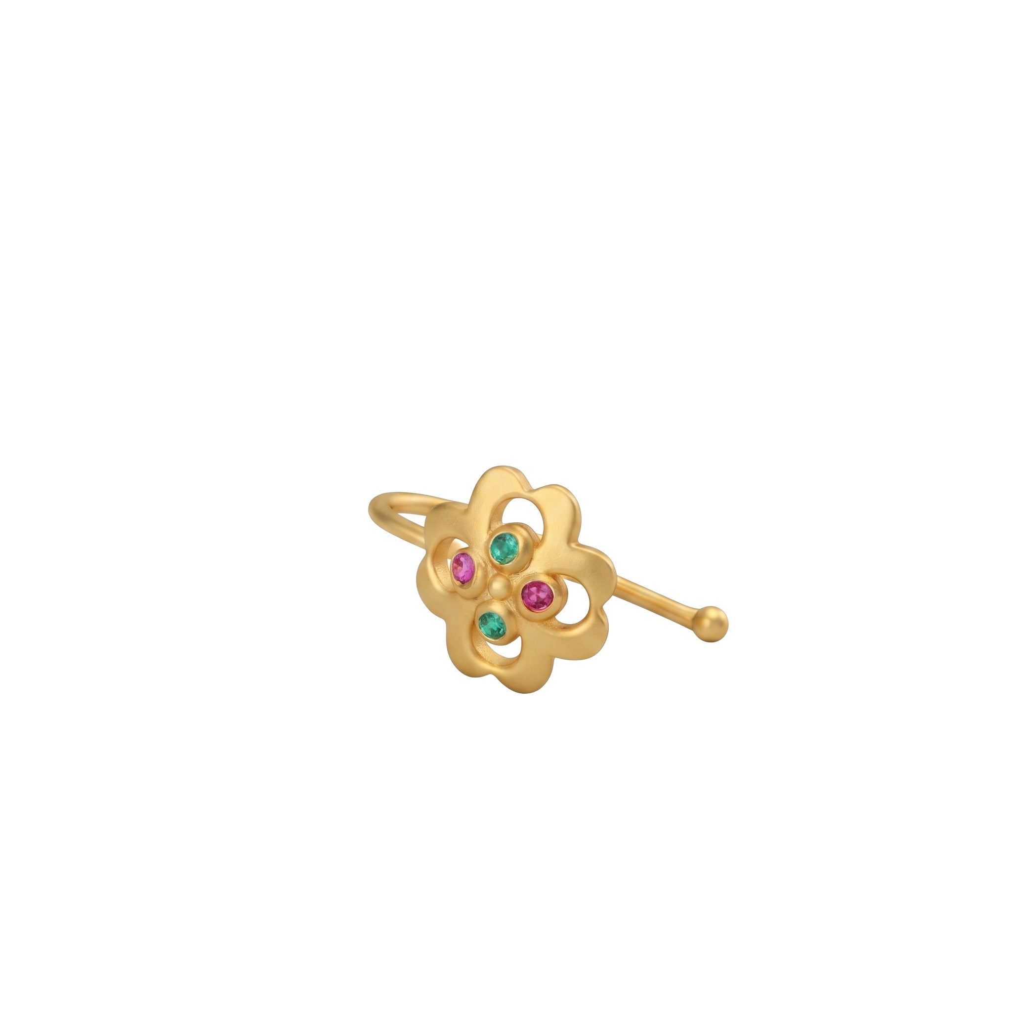 Silver Nakshatra Nose pin (Clip on) | 92.5 Silver | 22K Gold Plated