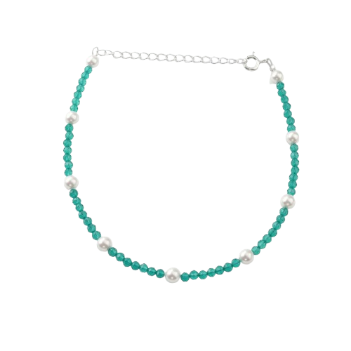 Semi-Precious Stone Anklet with Pearls
