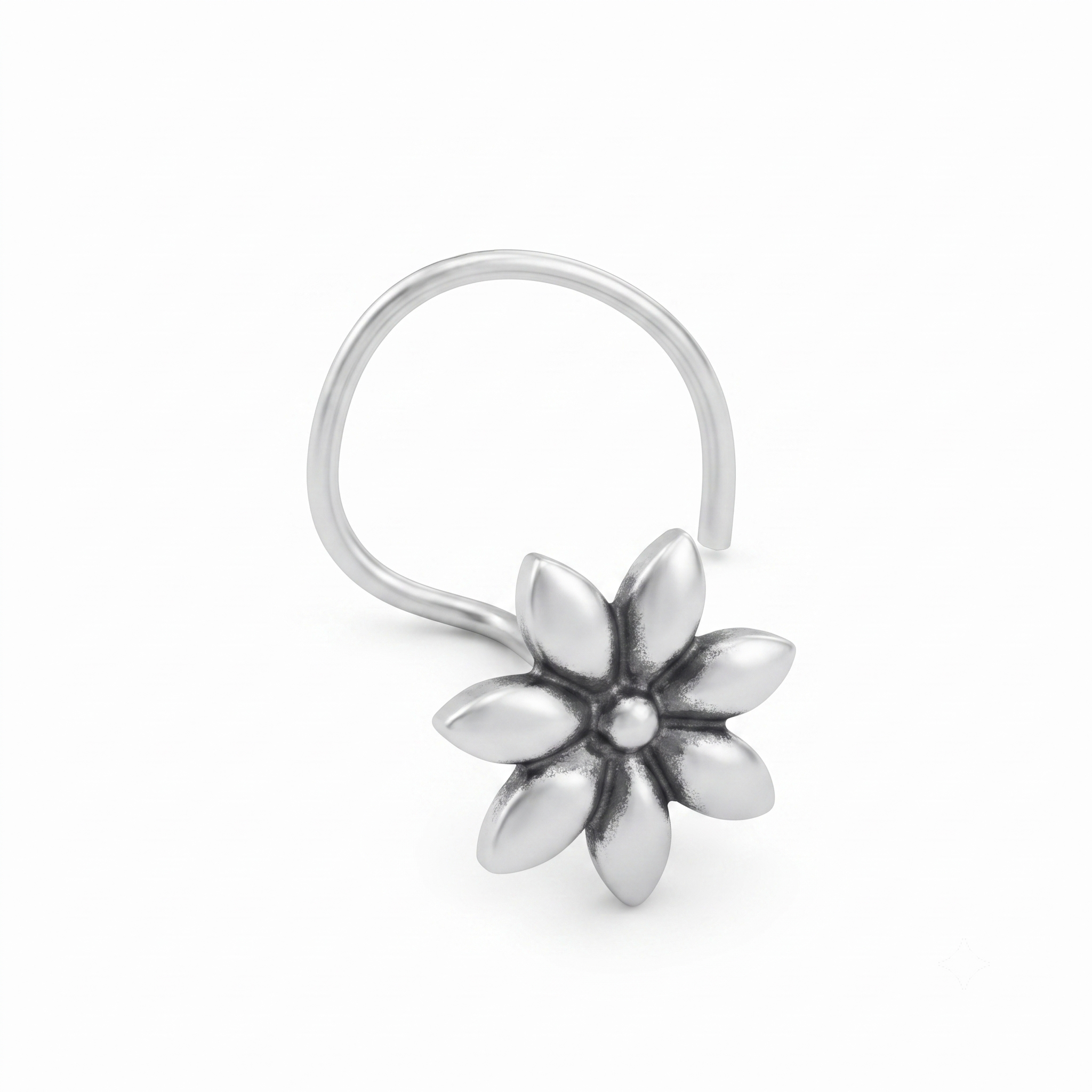 Silver Tiny Flower Nose Pin