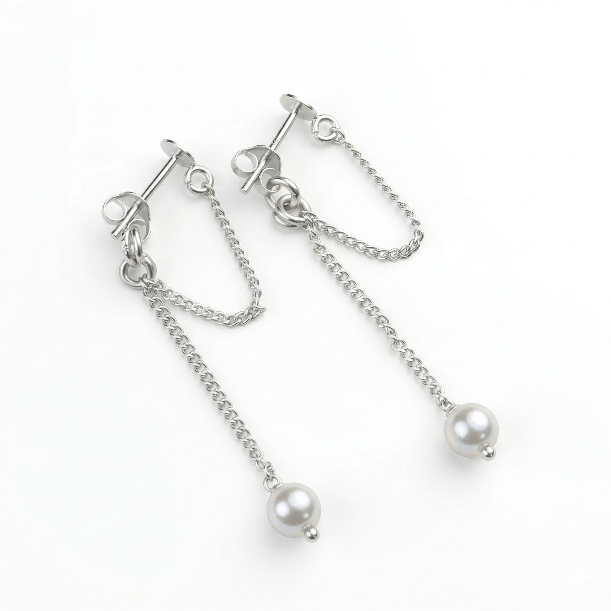Pearl Trinket Dangler earrings silver chains