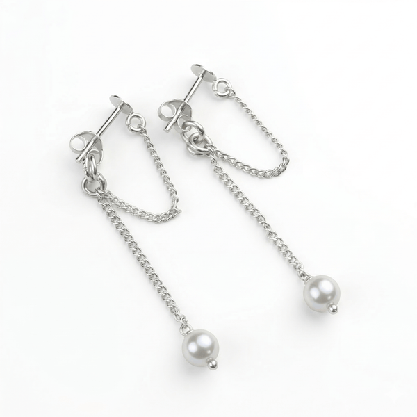 Pearl Trinket Dangler earrings silver chains