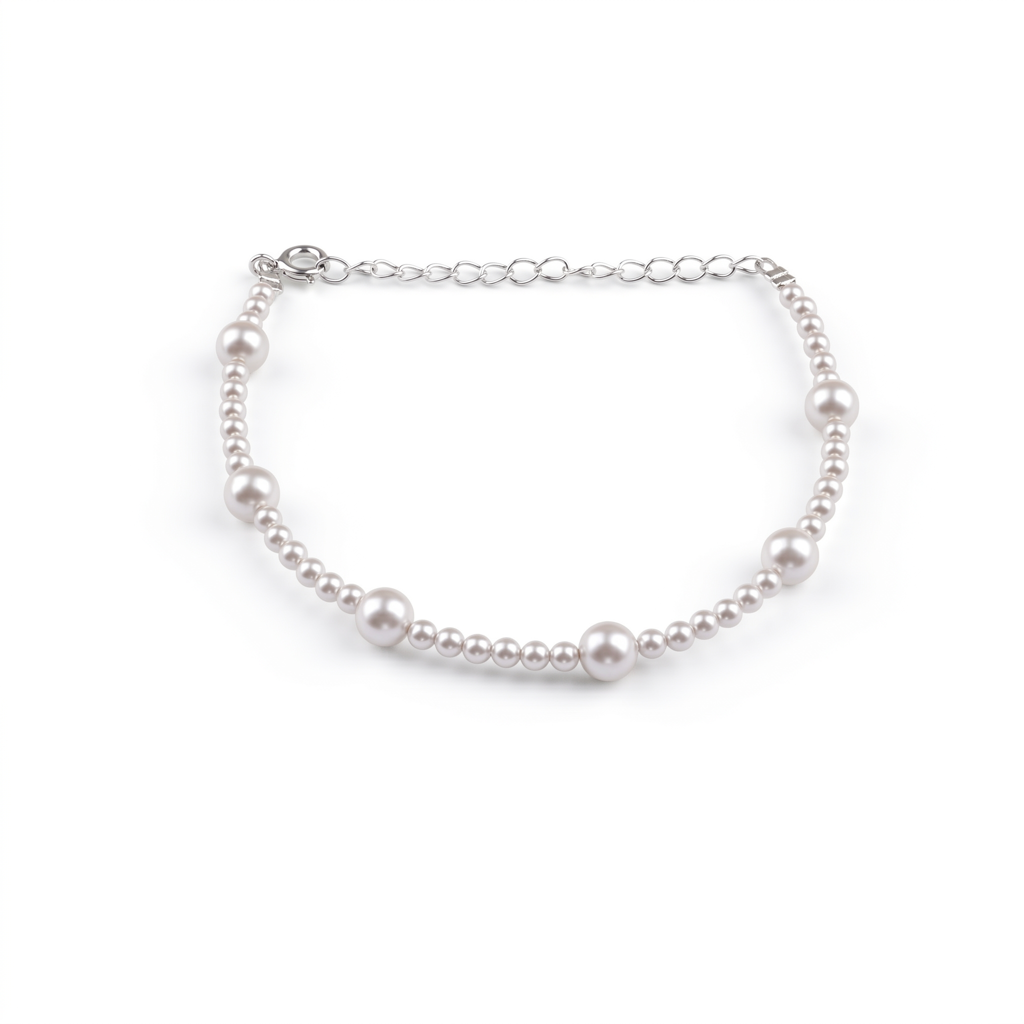White Pearl Silver Bracelet (Project Handmade)