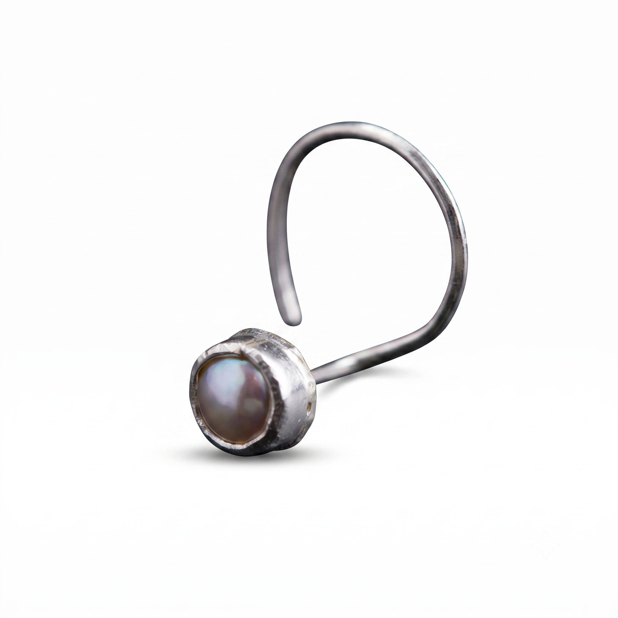 Silver Nose pin - Pearl (Pierced)