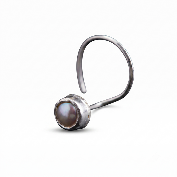 Silver Nose pin - Pearl (Pierced)