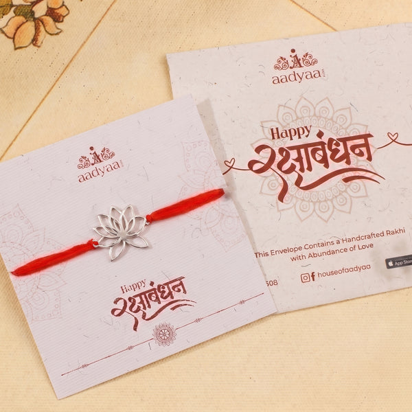 Handmade Silver Rakhi: Lotus