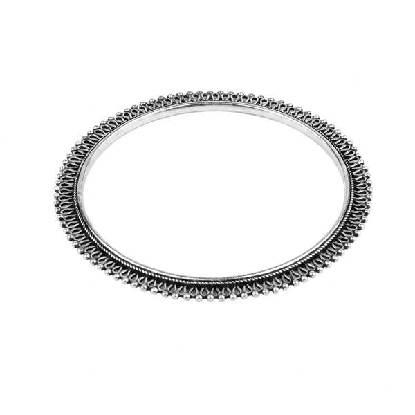 Silver Oxidised Filigree Bangle