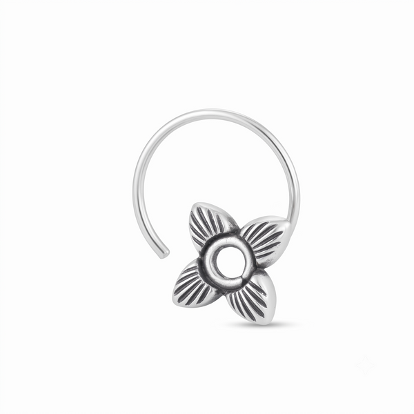 Handmade Silver Flower Nosepin (Pierced)