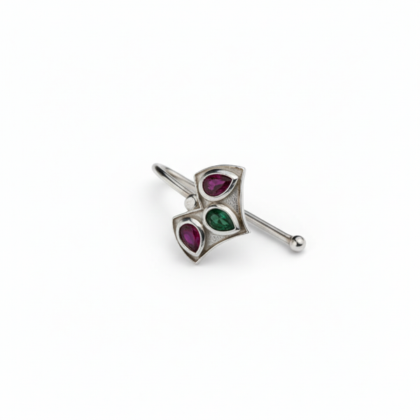 Silver Nakshatra Nose pin (Clip on)