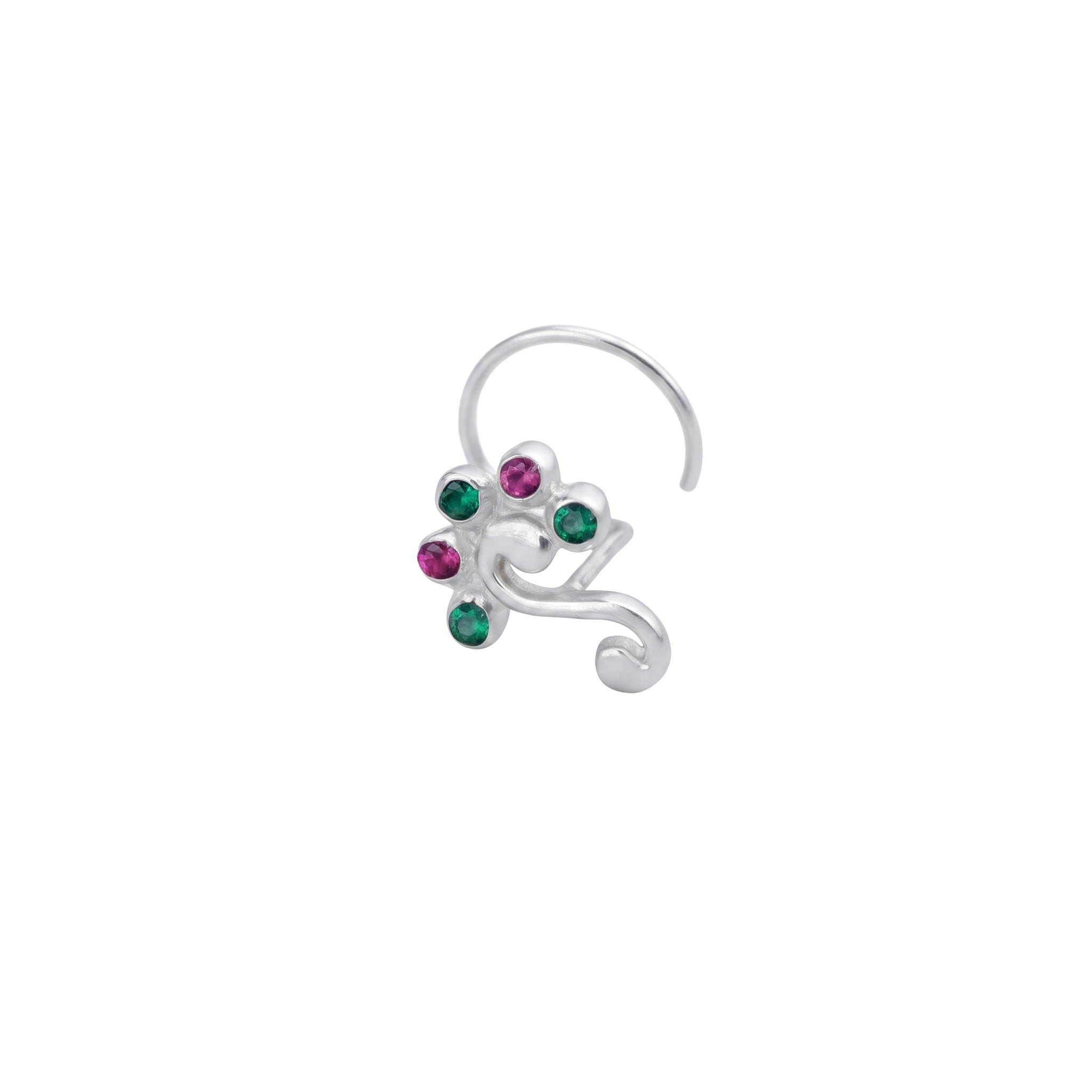 Silver Nakshatra Nose pin (Pierced)