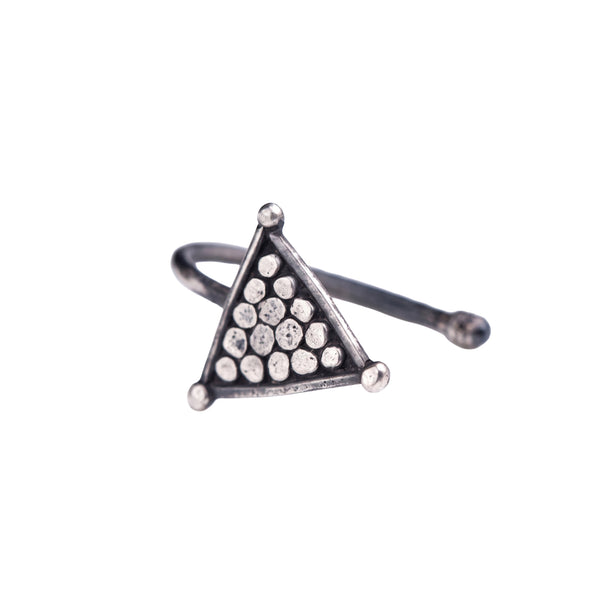 Hammered Silver Triangle Shaped Nose pin (Clip on)