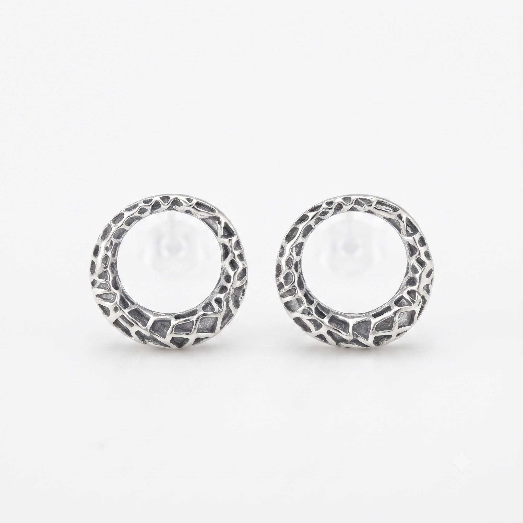 Silver Round Net Earring