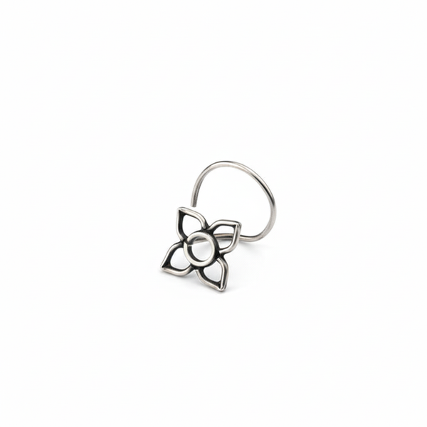 Handmade Silver Flower Nose pin (Pierced)