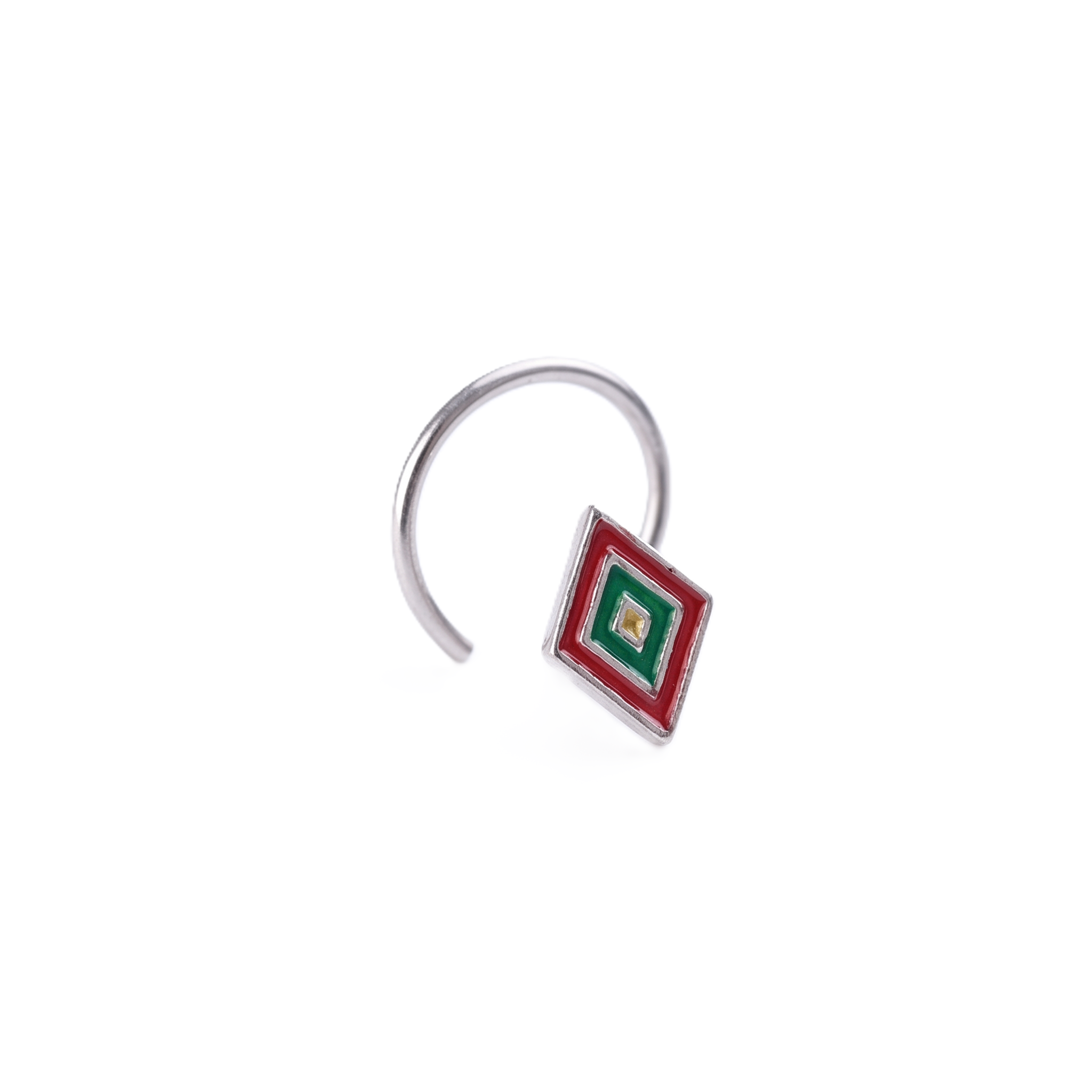 Diamond Nosepin ( Pierced ) - Red , green , yellow