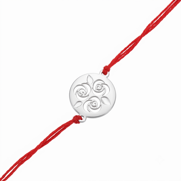 Silver Laser Cut Rose Bunch Rakhi
