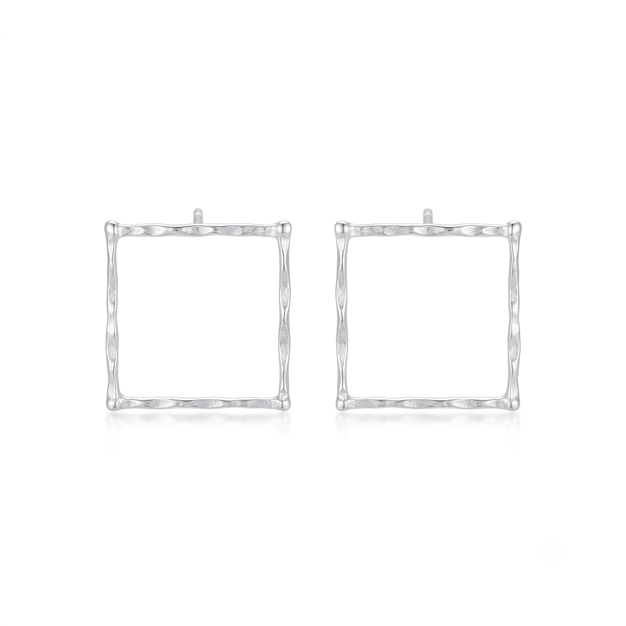 Silver Diamond Hammered Earrings