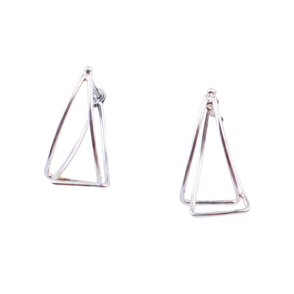 Sterling silver triangle arc earrings