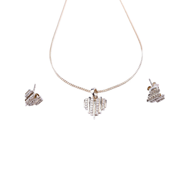 Heart Set with Chain | CZ | 92.5 Silver