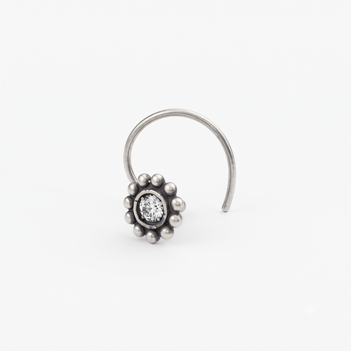 Silver White Stone Nose pin (Pierced)